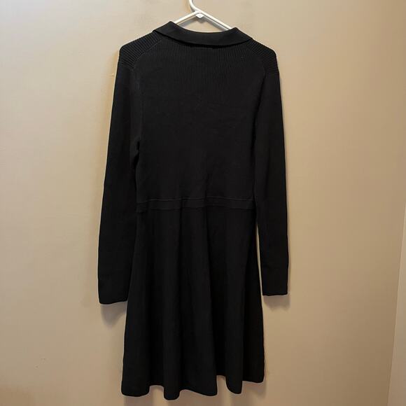 Boden Womens Ribbed Knit Mini Dress Sz 14 R Black Wool Cotton Fit & Flare New - Picture 5 of 8